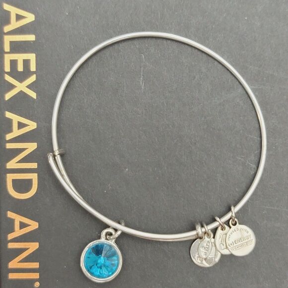 Alex And Ani Blue Zircon December Birthstone Charm Bracelet - Picture 1 of 7